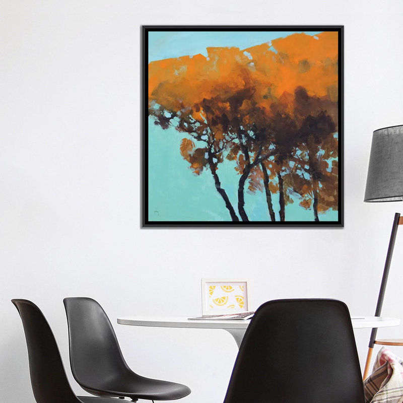 «Five Trees», reproduction d'art sur toile, H 18 po x l 18 po x P 1,5 po, Toile avec cadre noir, Pas de tapis