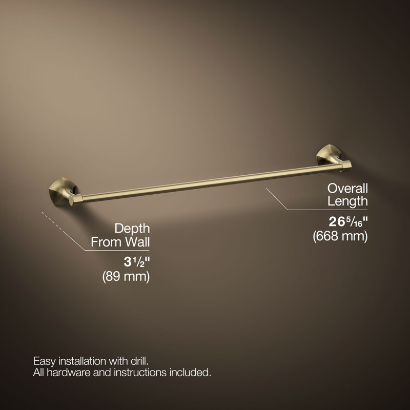 Occasion Towel Bar, Vibrant French Gold, 2.31" H x 24" W x 3.5" D