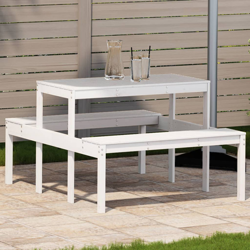 Coshocton Rectangular 110Cm L Outdoor Picnic Bench, White