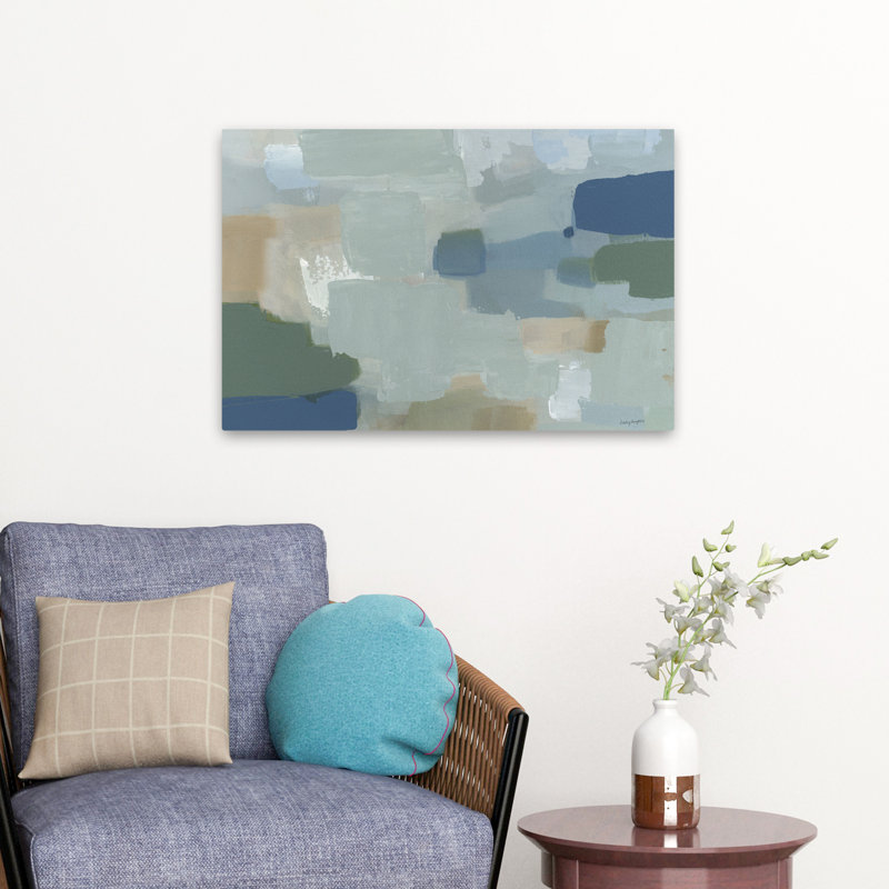 Bluescape Contemporary Abstract Blue Block, H 24 po x l 16 po