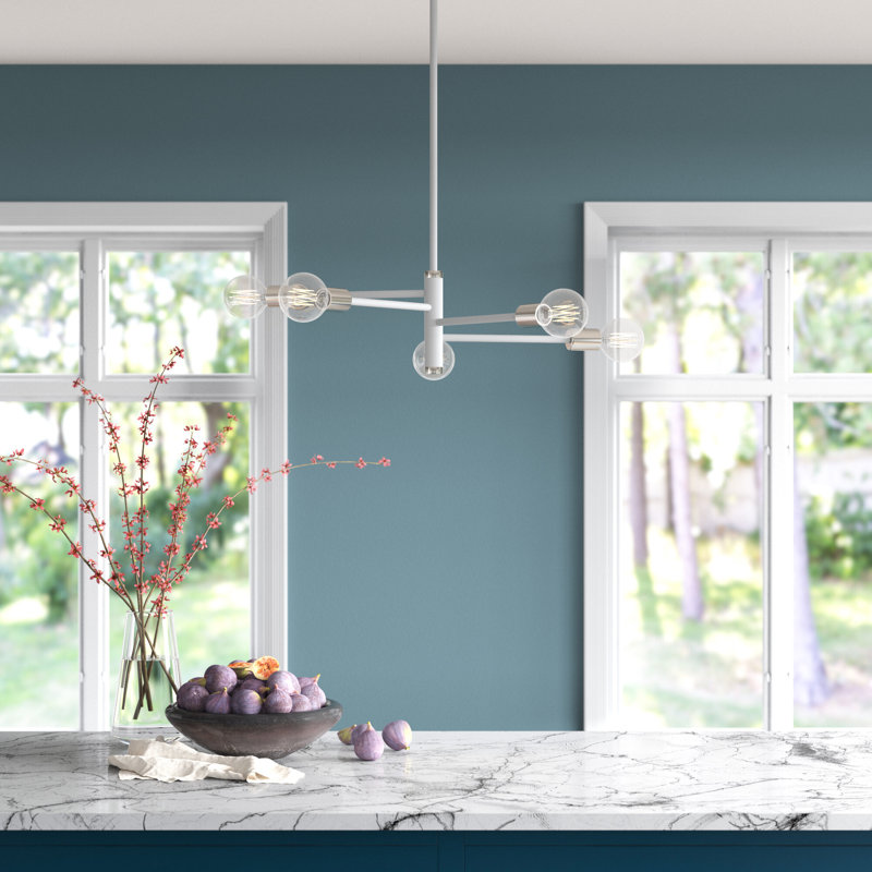 Lustre linéaire moderne à 5 lumières Luvonne, Blanc