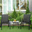 Kyante 3PCs Bistro Set with Breathable Mesh Fabric Stackable Chairs-2049083254