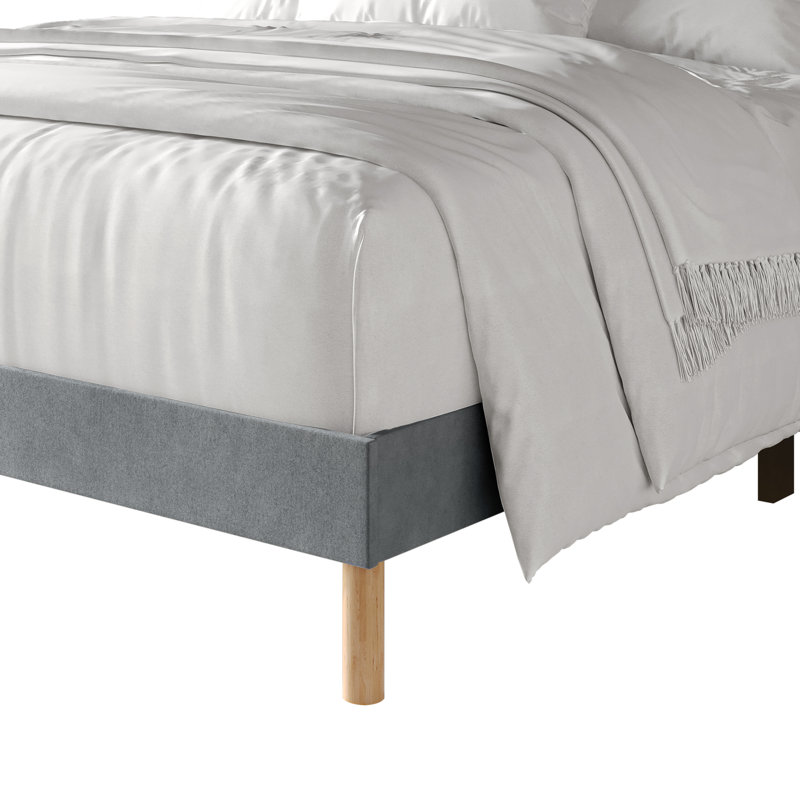 Velvet Upholstered Bed, Light Gray, King