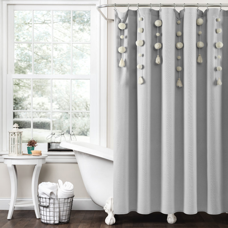 Rideau de douche simple en lin, Gris clair