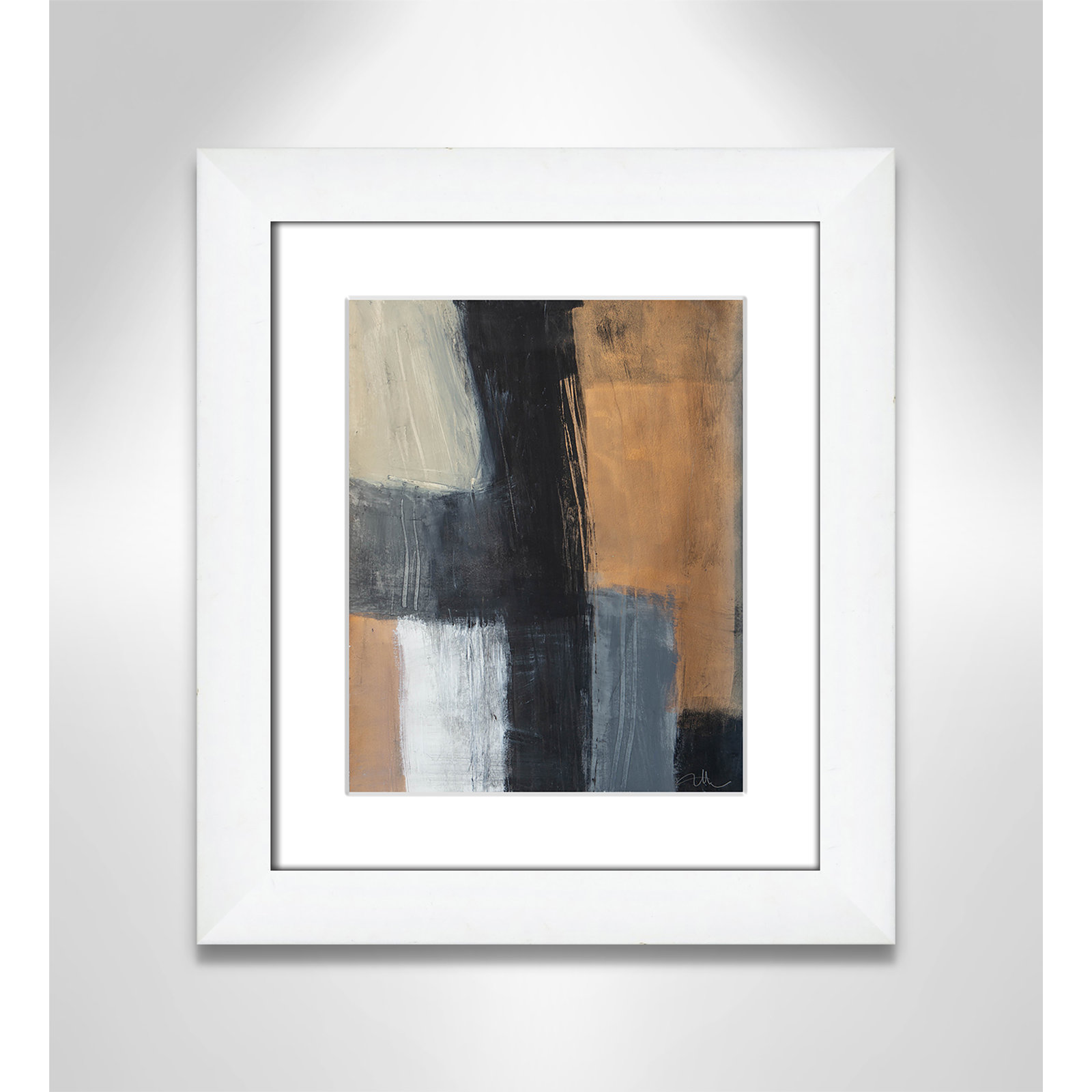 Calderon "Metallic Slate II" Print, 16.5" H x 14.5" W x 1.25" D, White Cube Frame Matted