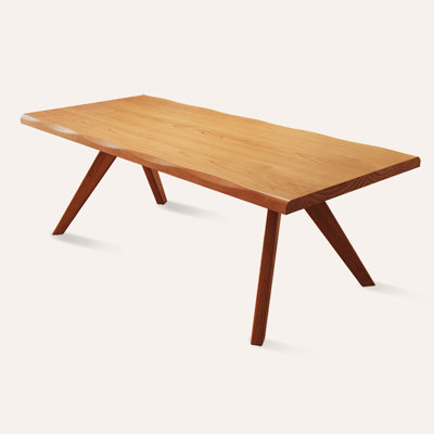 Cherry Wood Color Free form Solid Wood Dining Table