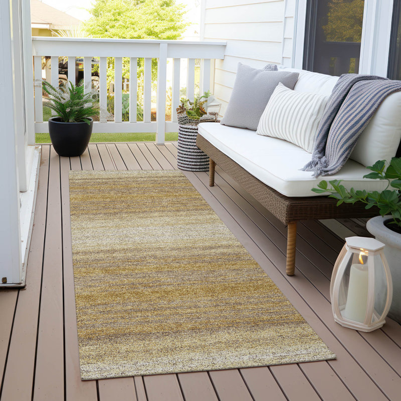 Nira Gold Washable Indoor-Outdoor Rug - , 2'3" x 7'6"