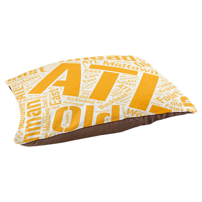 Coussin de chien « districts », Moyen (H 9,5 po x l 28 po x P 18 po), Atlanta, Orange