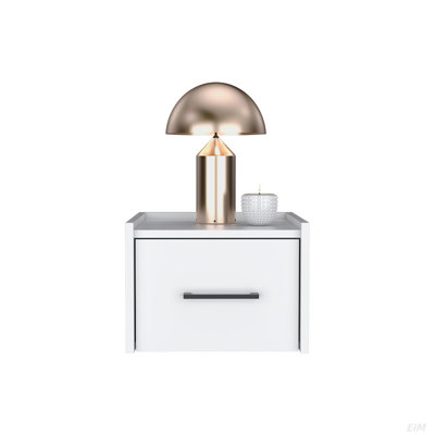 Floating Nightstand, Space-Saving Design With Handy Drawer And Surface