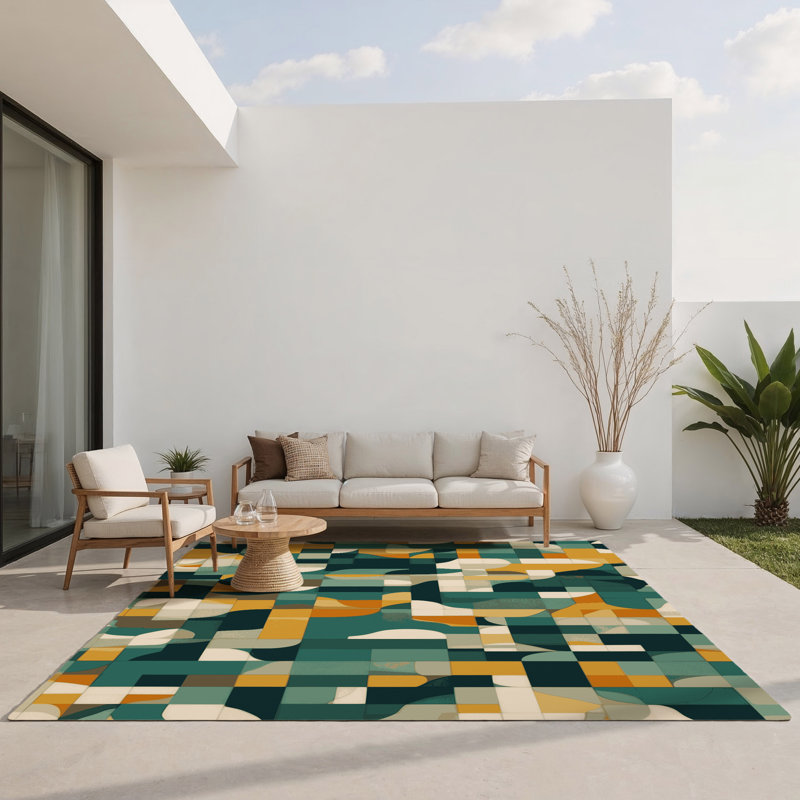 Tapis intérieur et extérieur Schématique, Rectangle 1 pi 6 po x 2 pi 6 po