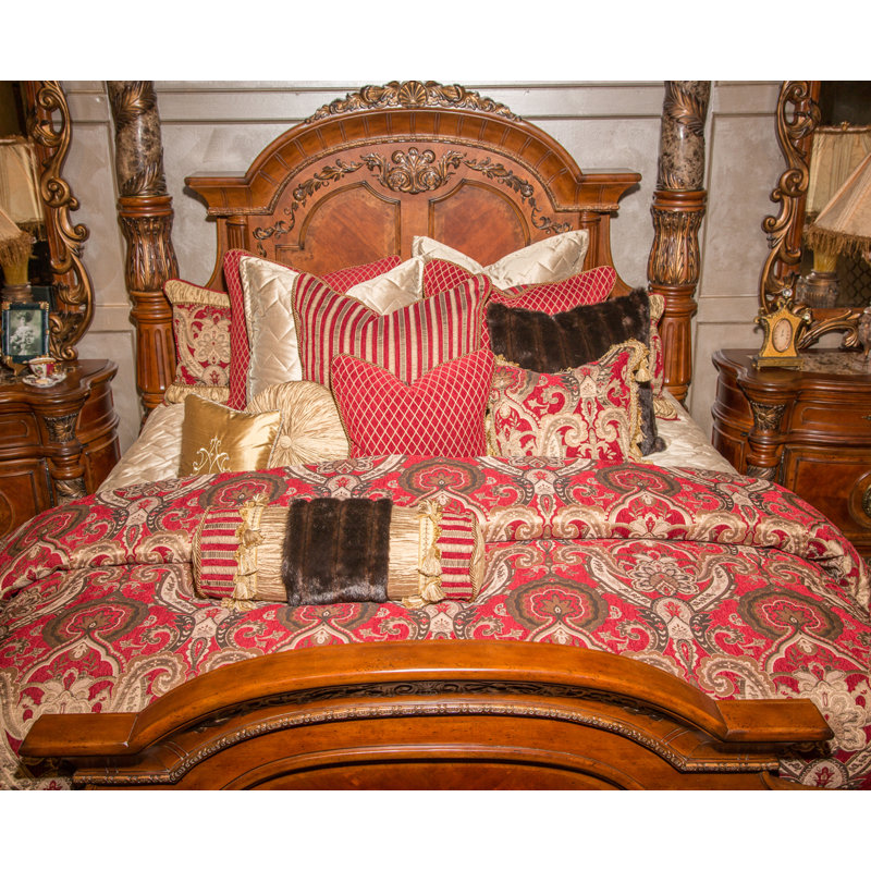 Lafayette Comforter Set - Red, Queen Comforter + 11 Additional Pieces