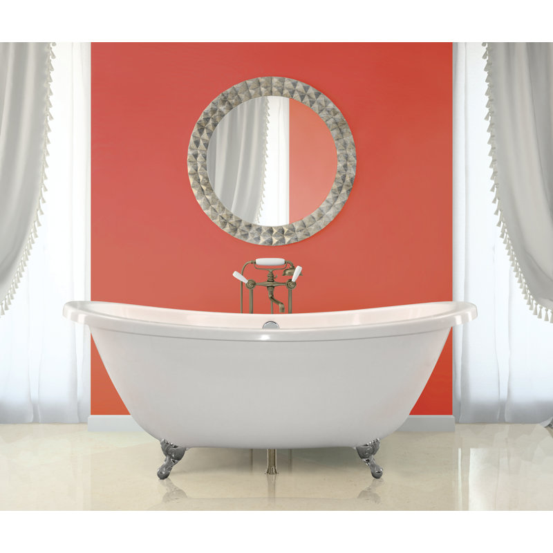 Andrea 72" x 38" Soaking Solid Surface Bathtub, Red