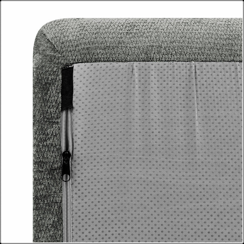 Upholstered 116.5 " Chenille L-Shaped Sectional with Ottoman, Grey Chenille