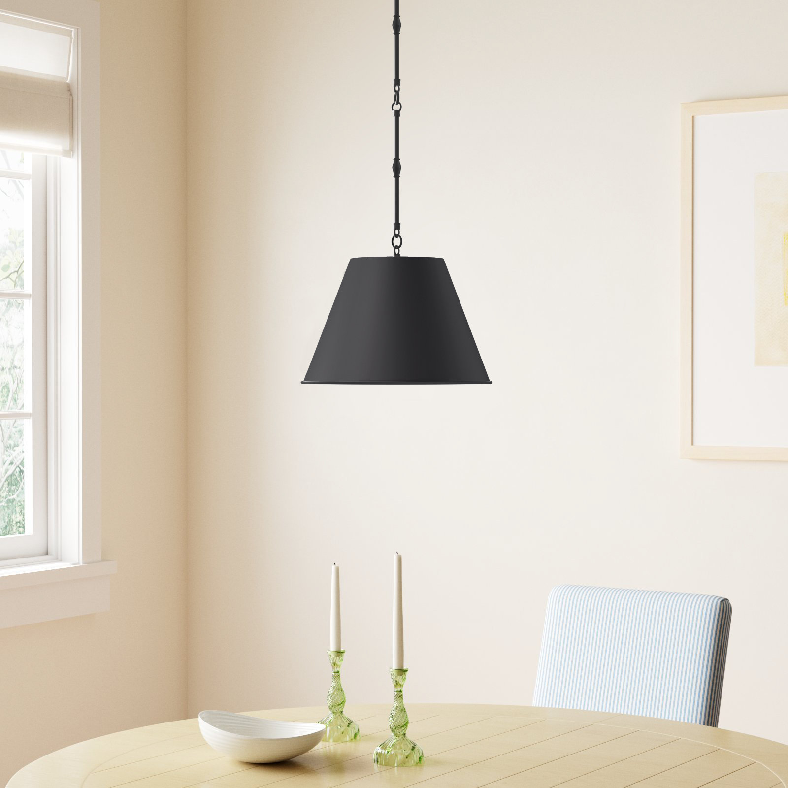 Presley Dimmable Single Light Pendant, 8.5" H x 12" W x 12" D, Matte Black