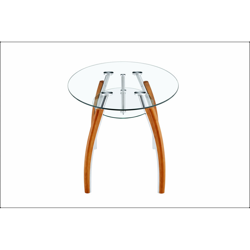 Table basse moderne ovale en verre avec rangement à 2 niveaux, plateau en verre trempé et pieds en métal et en métal massif