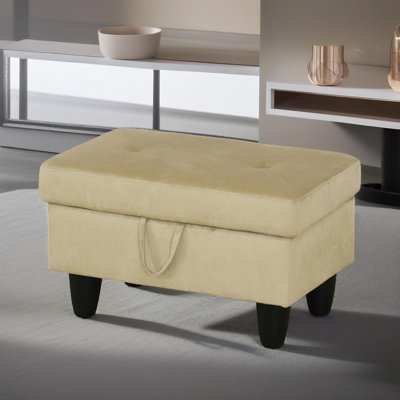 Verona  Beige Flannel Storage Ottoman