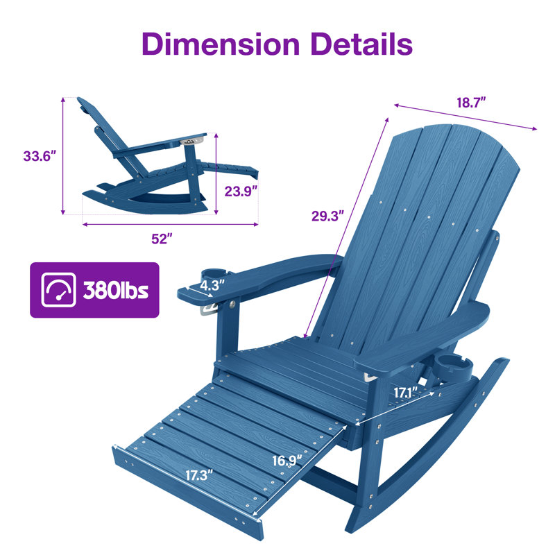 Chaise berçante d'extérieur avec repose-pieds caché Hips, Marine