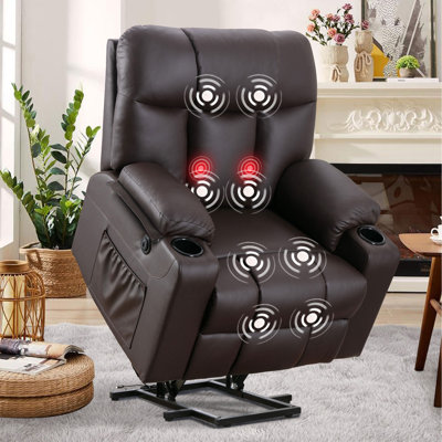 37.8" W Faux Leather Power Lift Recliner