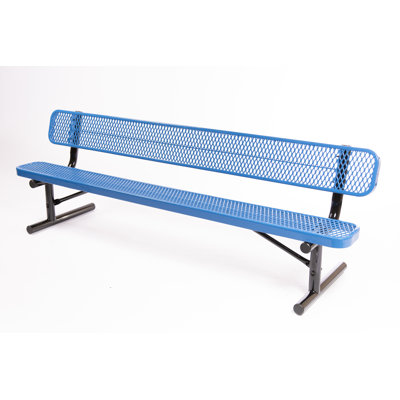 COATEDOUTDOORFURNITURE Bench, Light Blue, Expanded, 8Ft, with Back, Portable