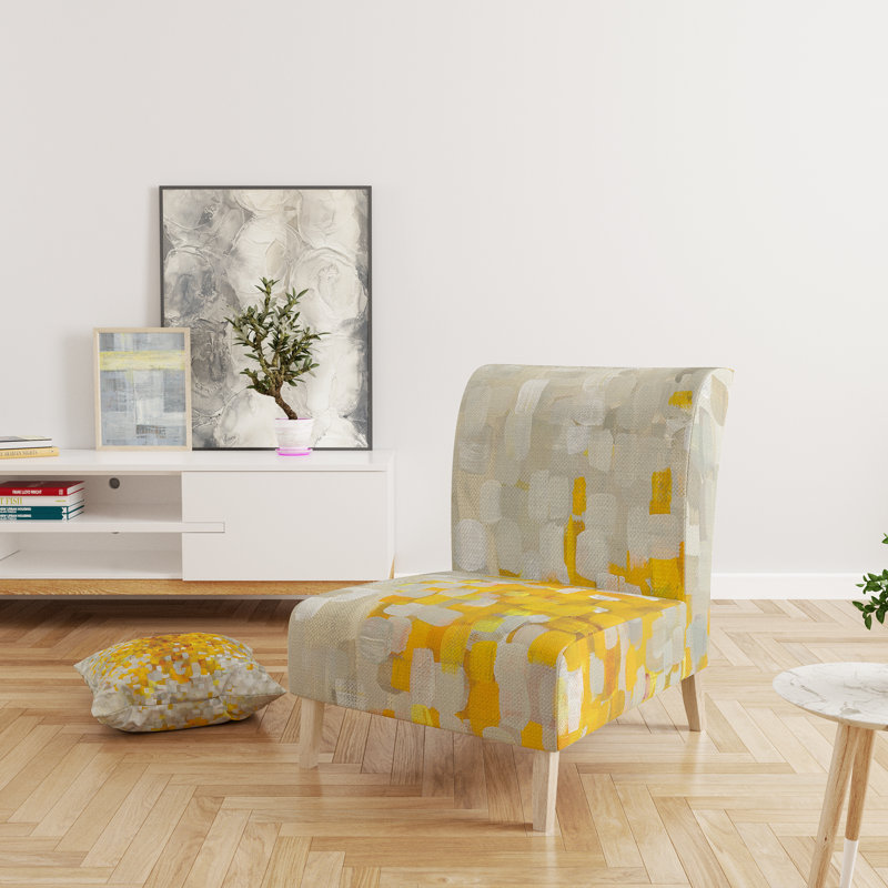 Explosion Blocks - Modern Upholstered Slipper Chair, Yellow