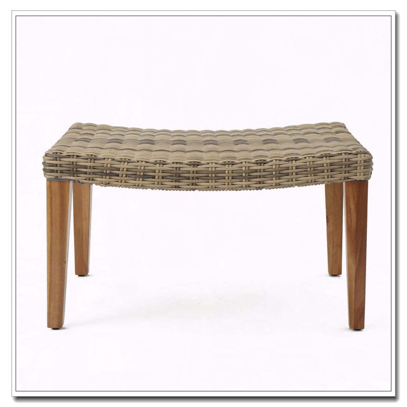 Hampton Wood + Wicker Ottoman