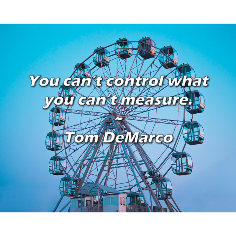 Tom DeMarco Quote: You can’t control what you can’t measure., 15" H x 18" W
