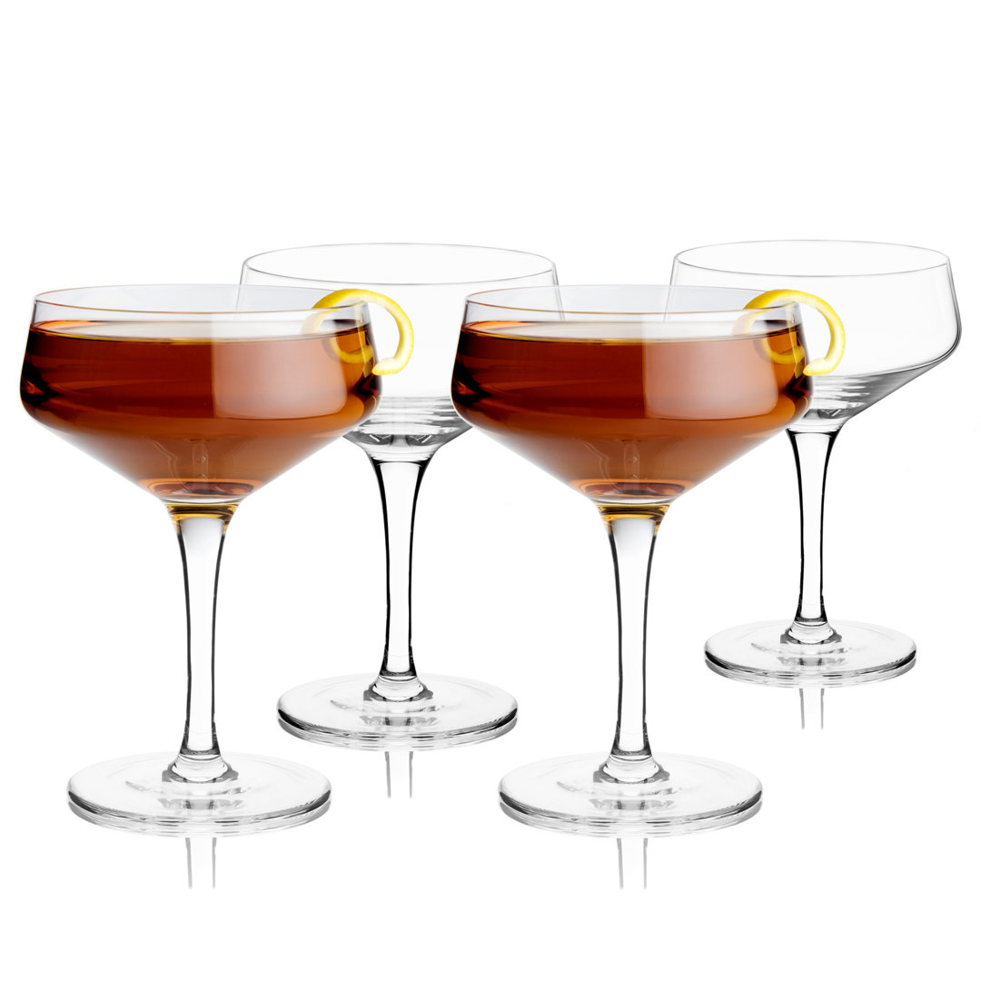 Raye Angled Crystal Coupe Glasses (Set of 4) Viski