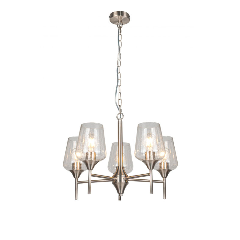 Atifah 3 - Light Shaded Chandelier, 5, Satin/Chrome, 38cm H x 55cm W