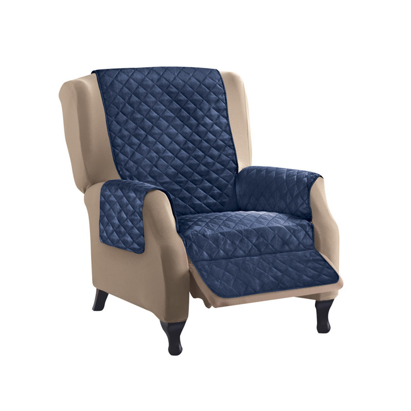 Housse pour fauteuil inclinable à coussins en T réversible, 100 % polyester bleu marine