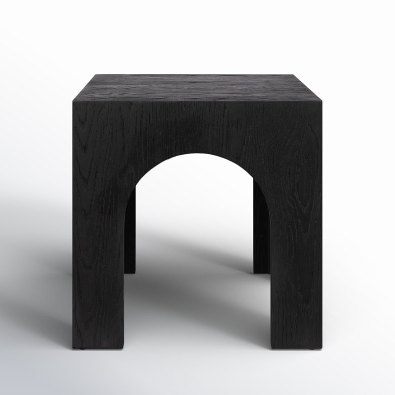 Metinaro Solid Wood End Table, Black/Black Oak