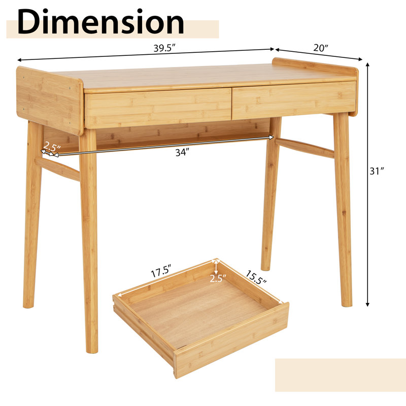 Makda Solid Wood Writing Desk