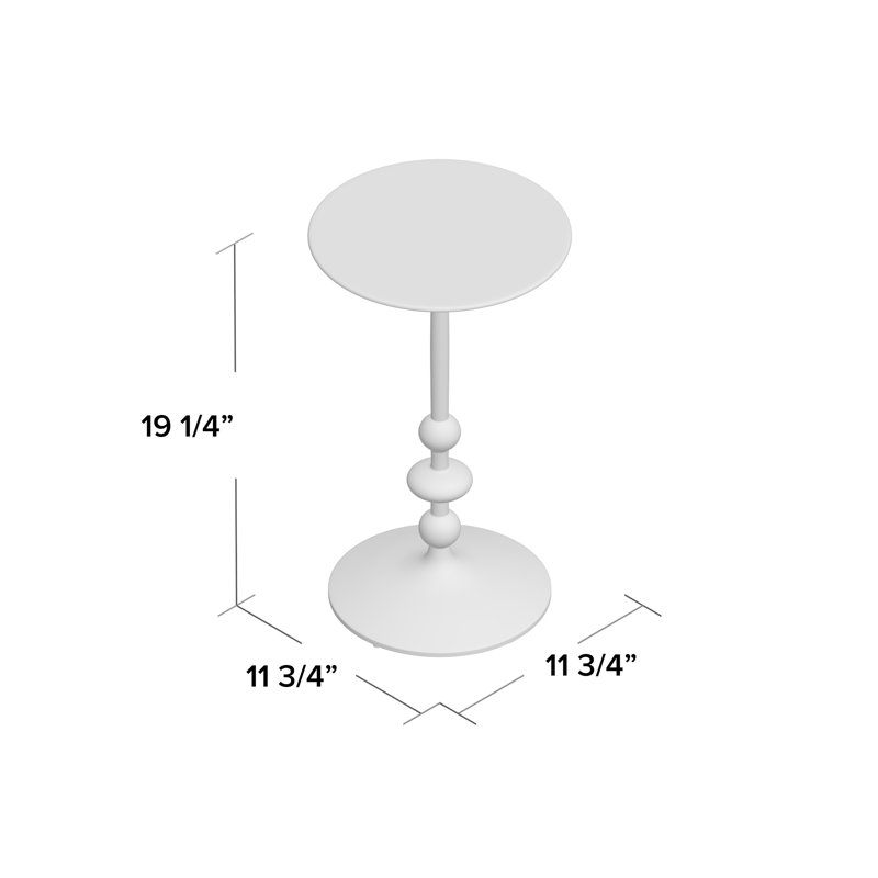 Zora Distressed Iron Pedestal Side Table, Matte Black