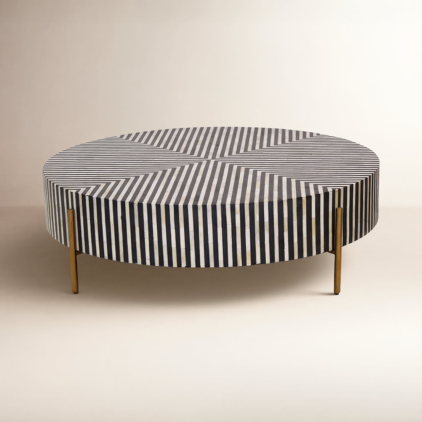 Bron Bone Inlay Coffee Table, 12" H x 42" L x 42" W
