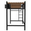 Lit mezzanine simple en métal de taille très grande avec échelle, tablettes de rangement intégrées et bibliothèque, lit superposé peu encombrant, noir-1715746063