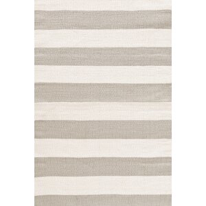 Catamaran Stripe Platinum/Ivory Handwoven Indoor/Outdoor Rug