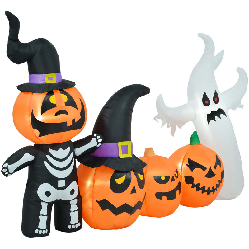 Famille de fantômes de citrouille d'Halloween 7,5 pi, affichage de cour à DEL