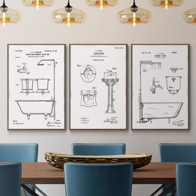«Vintage Bath I», 3 pièces