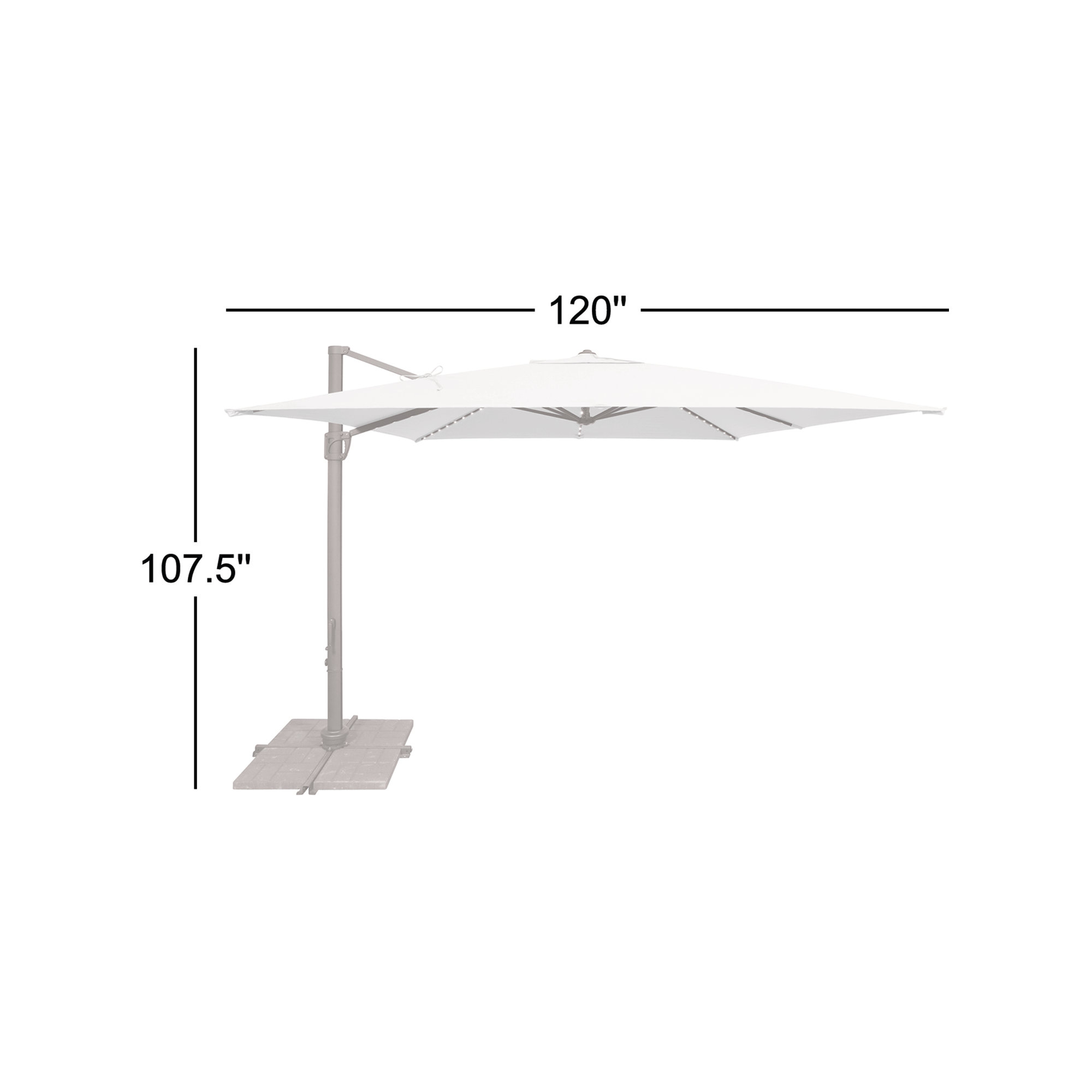 Windell 120'' Cantilever Outdoor Umbrella with lights, Cast Silver Sunbrella®