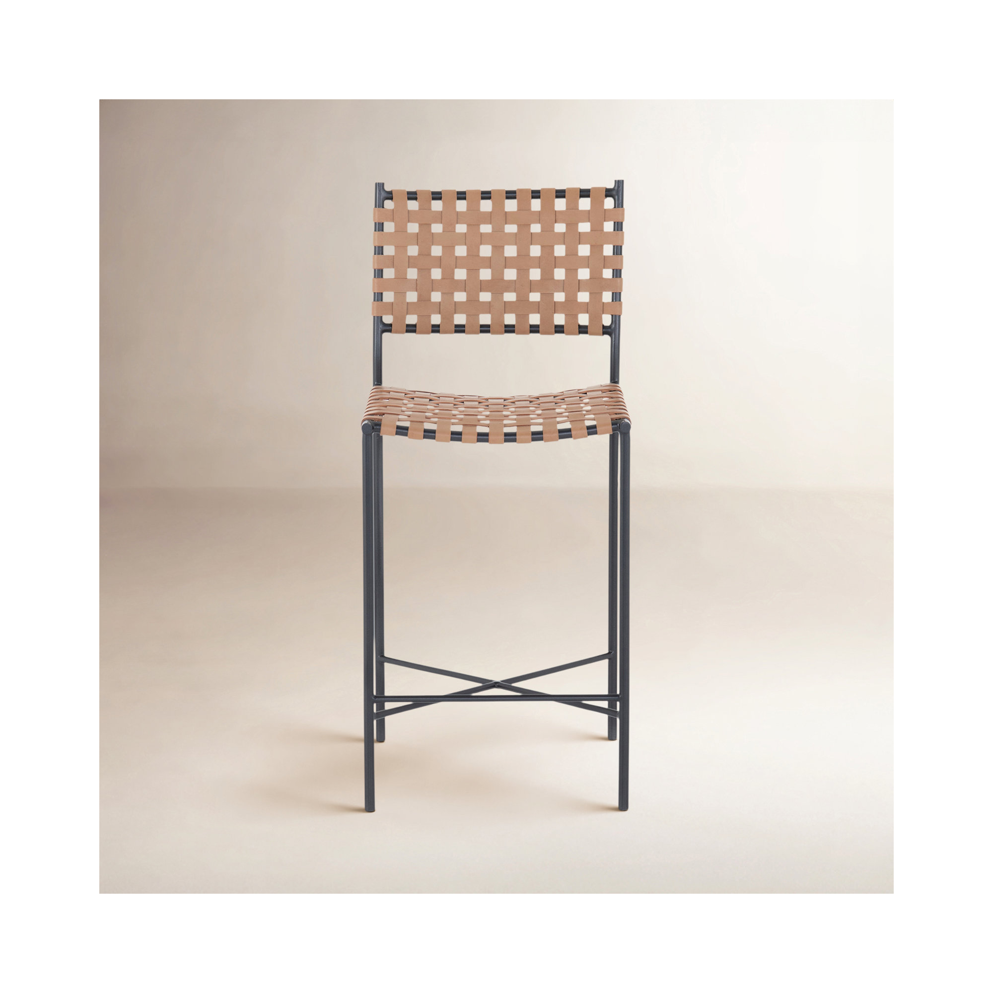 Altessa Leather Stool, Counter Stool (25" Seat Height), Natural Genuine Leather
