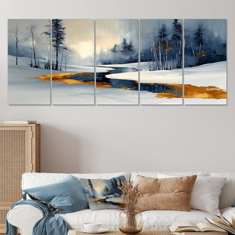 «Gold Frosted Morning II», ensemble d'art sur toile de Noël, H 32 po x l 80 po