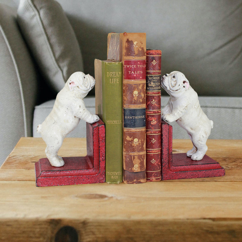 Serre-livres en fer à repasser bouledogue