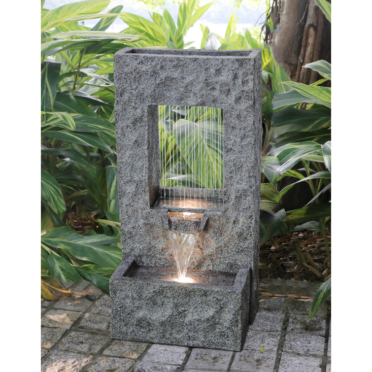 32" H Rectangular Waterfall Fountain with Warm White LEDS