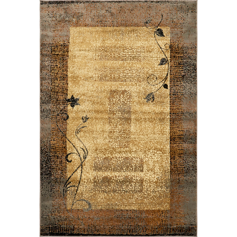 Apex Abstract Beige/Brown Area Rug, Rectangle 2'2" x 3'1"