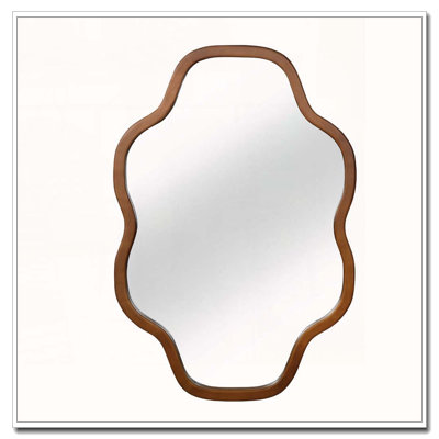 Cloud Shape Wall Mirror with Solid Wood Frame