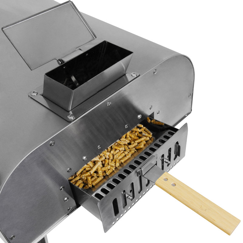 George Foreman GFWPPO2SSPC 16'' Wood Pellet Pizza Oven with Paddle & Carry Bag in Stainless Steel