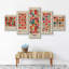 «Red 1923 Bauhaus Polygon Abstract Geometric Decor Modern Extra Large Canvas, 5 pièces, impression murale