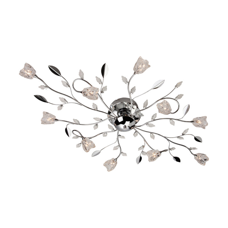 Cindy Glass Semi Flush Mount, Chrome