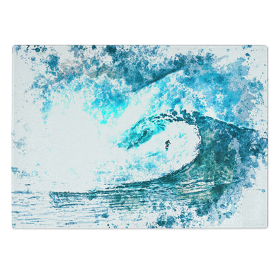 Tempered Glass Surfing the Wave Chopping Board