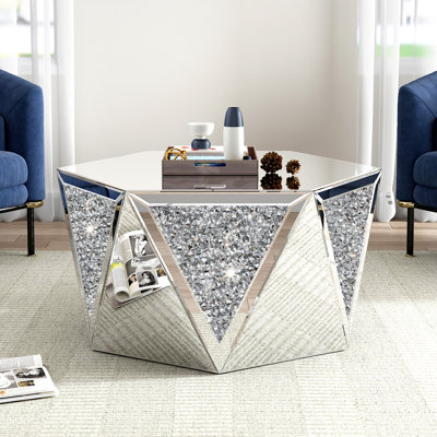 Necia Glass Coffee Table Mirrored Top