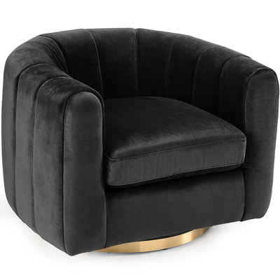 Swivel Accent Chair, Reclining Velvet Barrel Chair